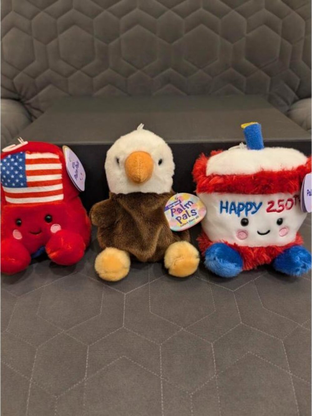 NWT Palm Pals Happy 250th Plush Bundle of 3 - Flag, Bald Eagle, Birthday Cake
